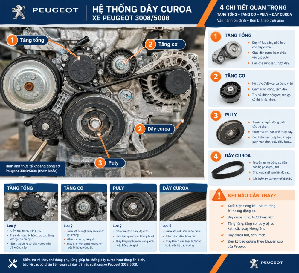 Hệ thống dây curoa xe Peugeot